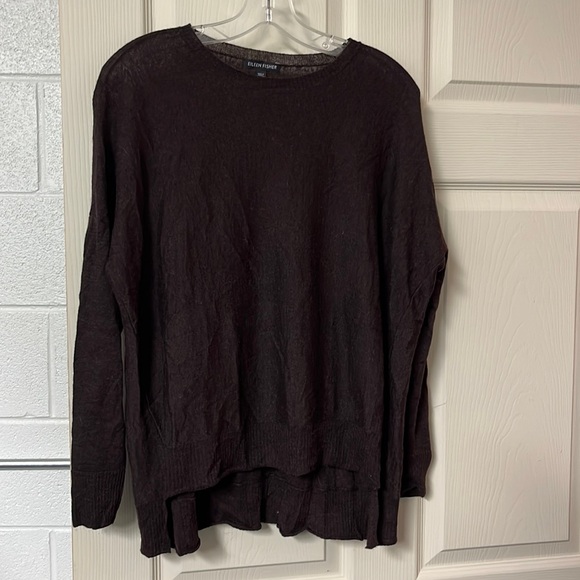 Eileen Fisher chocolate brown sweater with longer back. Oversized - Picture 1 of 6